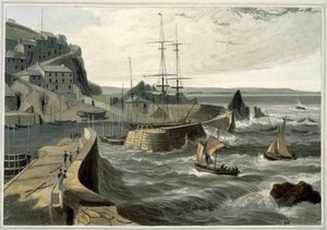 康沃尔郡的米瓦吉西，1814年出版的“英国1814年到1825年之间的航行”第八卷（aquatint）